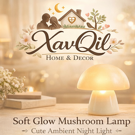 XavQil™ Soft Glow Mushroom Lamp Figurine – Decorative Ambient Light, Cute Night Table Accent, Cozy Bedroom Decor