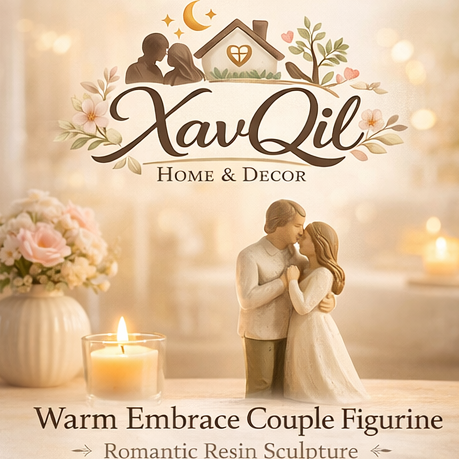 XavQil™ Warm Embrace Couple Figurine – Romantic Home Accent, Resin Sculpture, Cozy Living Room Decor, Gift for Couples