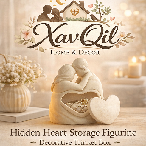 XavQil™ Hidden Heart Storage Figurine – Decorative Trinket Box, Romantic Home Accent, Jewelry Holder, Cozy Shelf Decor