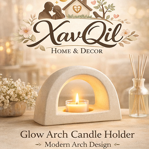 XavQil™ Glow Arch Candle Holder – Modern Arch Design, Warm Light Decor, Table Centerpiece, Cozy Home Styling