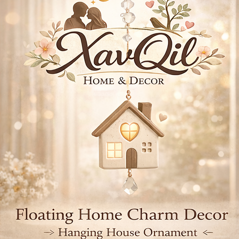 XavQil™ Floating Home Charm Decor – Hanging House Ornament, Window Decor Accent, Cozy Family Style Decoration